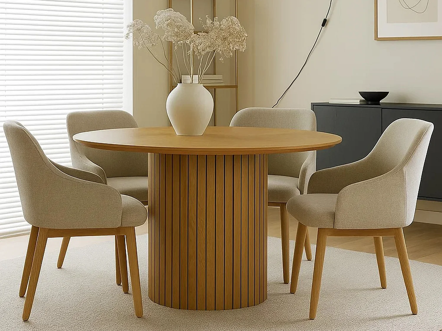 Stół okrągły 120 cm Orbis lamele, dąb dziki