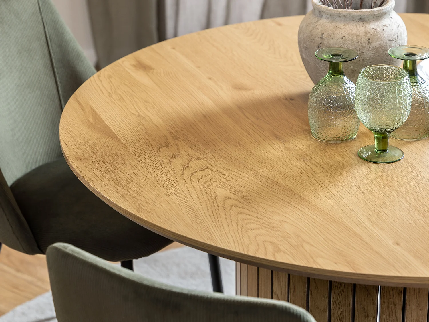 Stół okrągły 120 cm Orbis lamele, dąb dziki