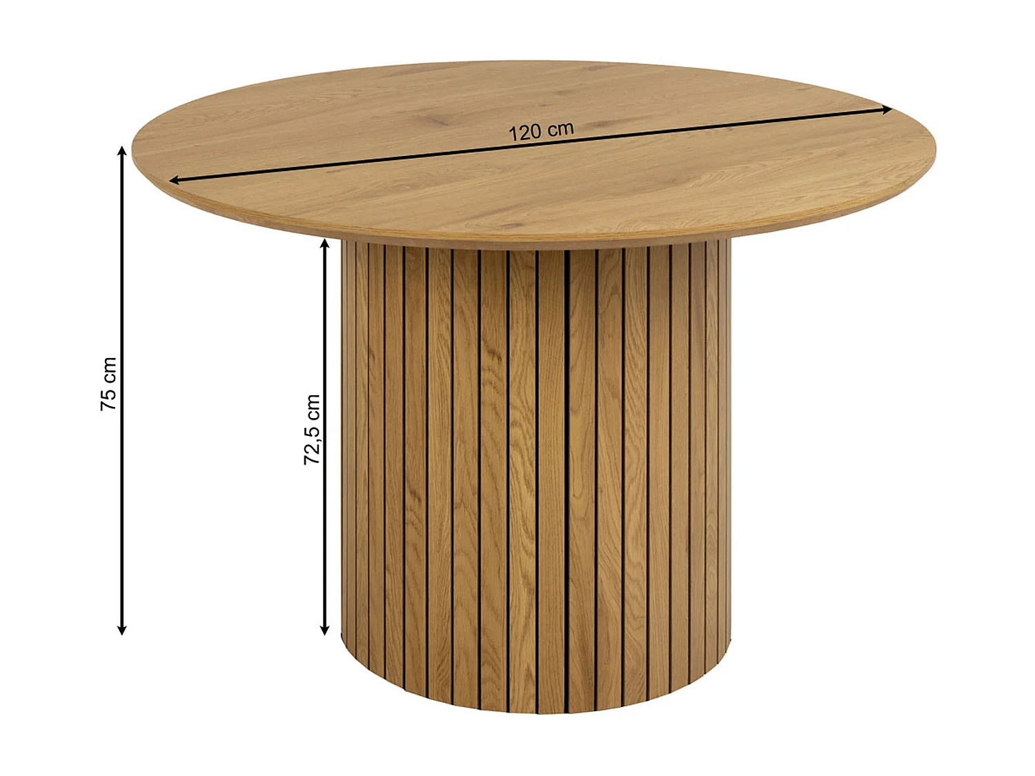 Stół okrągły 120 cm Orbis lamele, dąb dziki