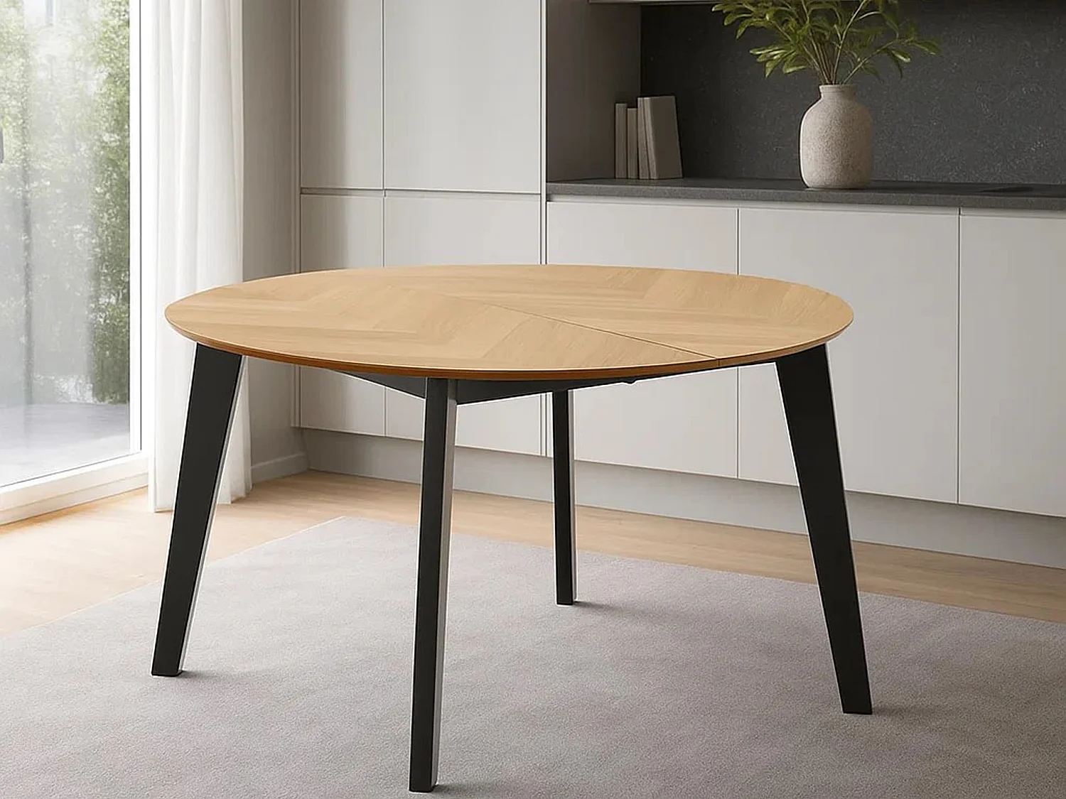 Stół okrągły rozkładany 120-198 cm Herringbone