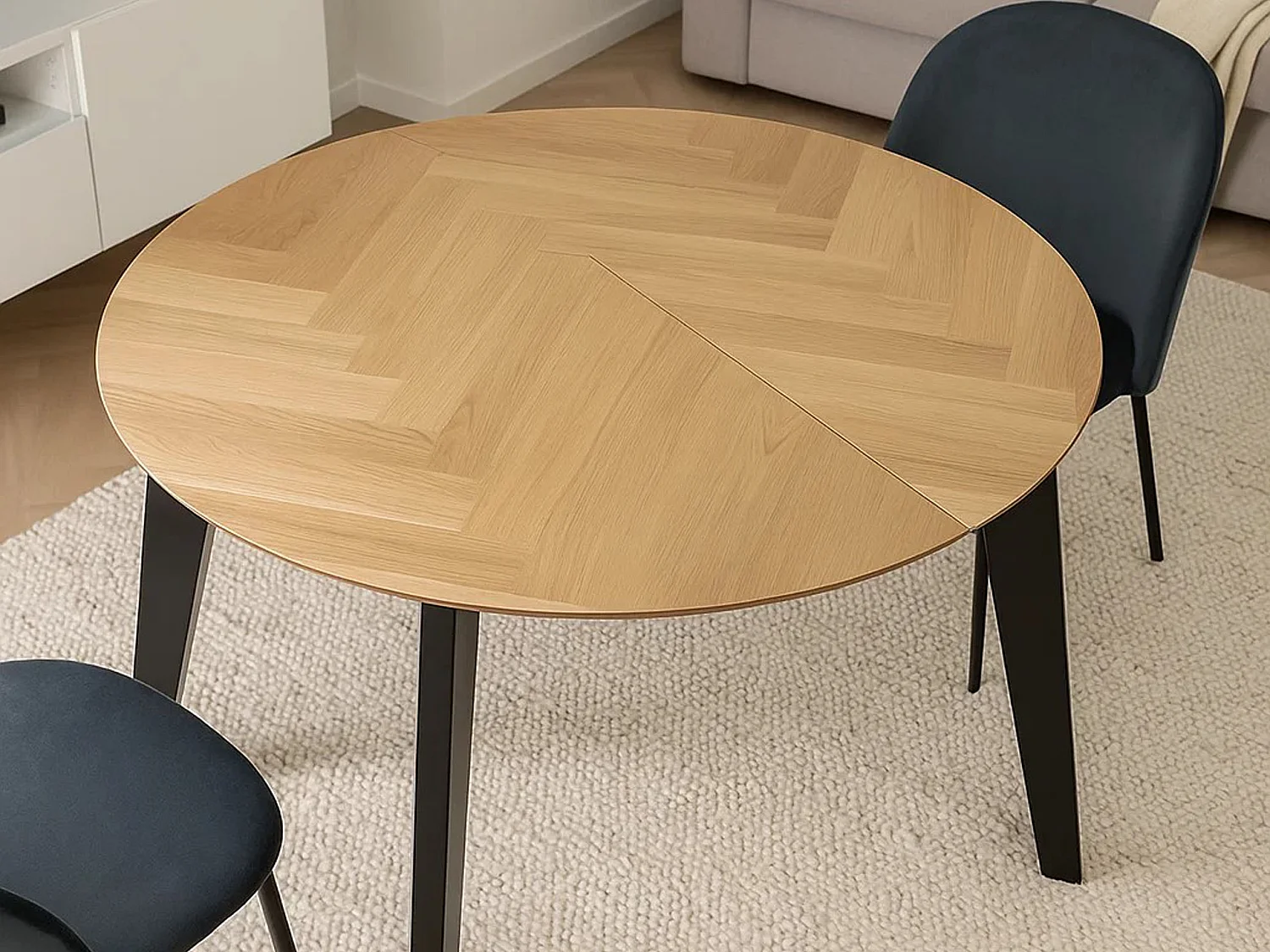 Stół okrągły rozkładany 120-198 cm Herringbone