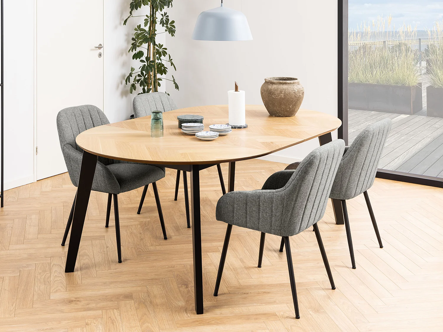 Stół okrągły rozkładany 120-198 cm Herringbone