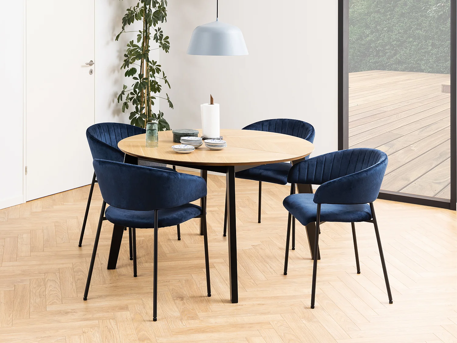 Stół okrągły rozkładany 120-198 cm Herringbone