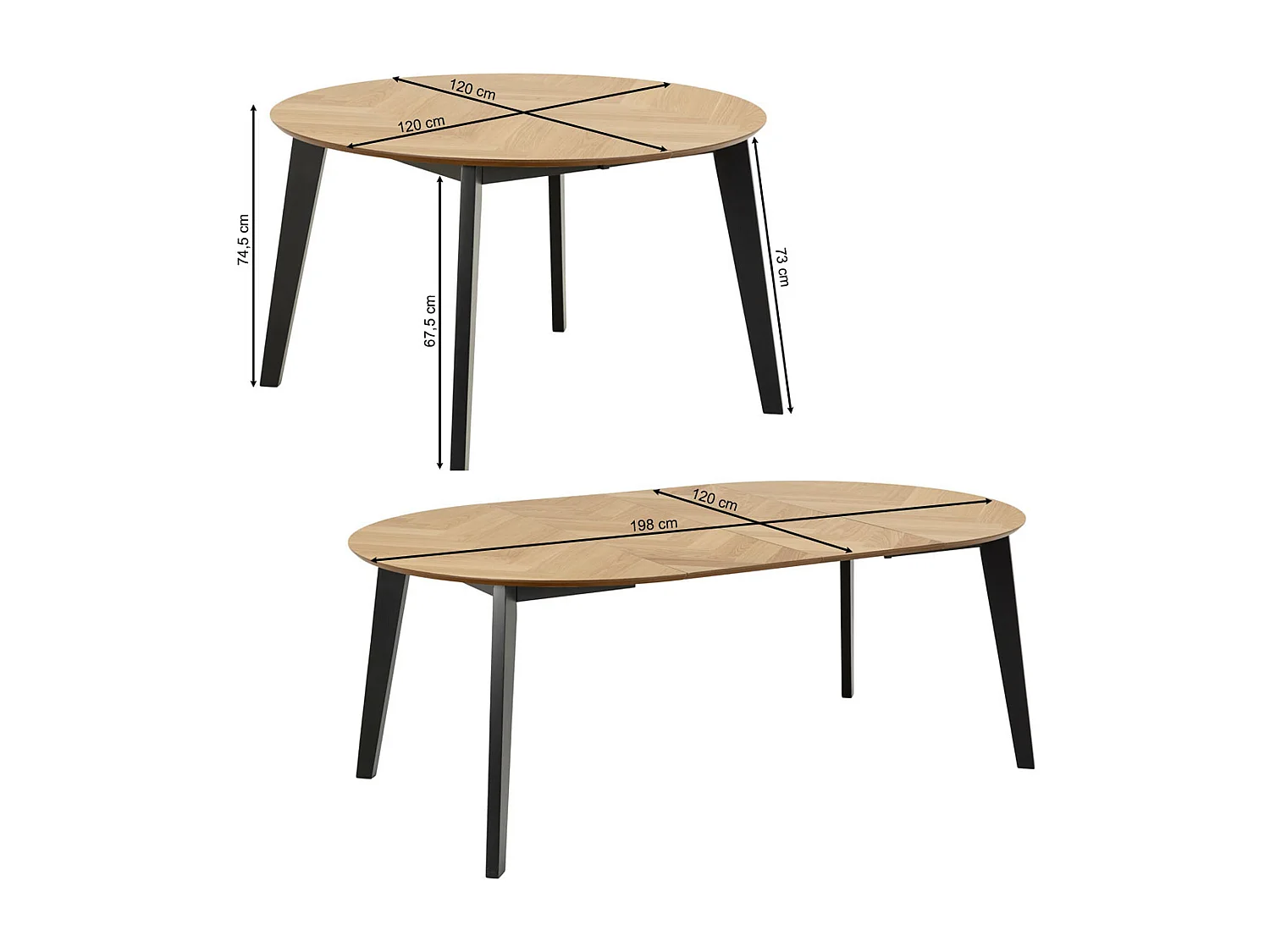 Stół okrągły rozkładany 120-198 cm Herringbone