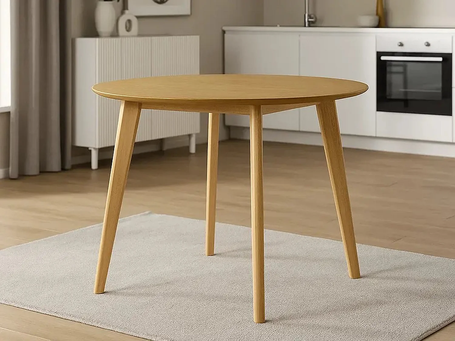 Stół okrągły 105 cm Lumo, kolor dębowy lakierowany