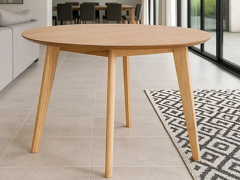 Stół okrągły 105 cm Lumo, kolor dębowy lakierowany