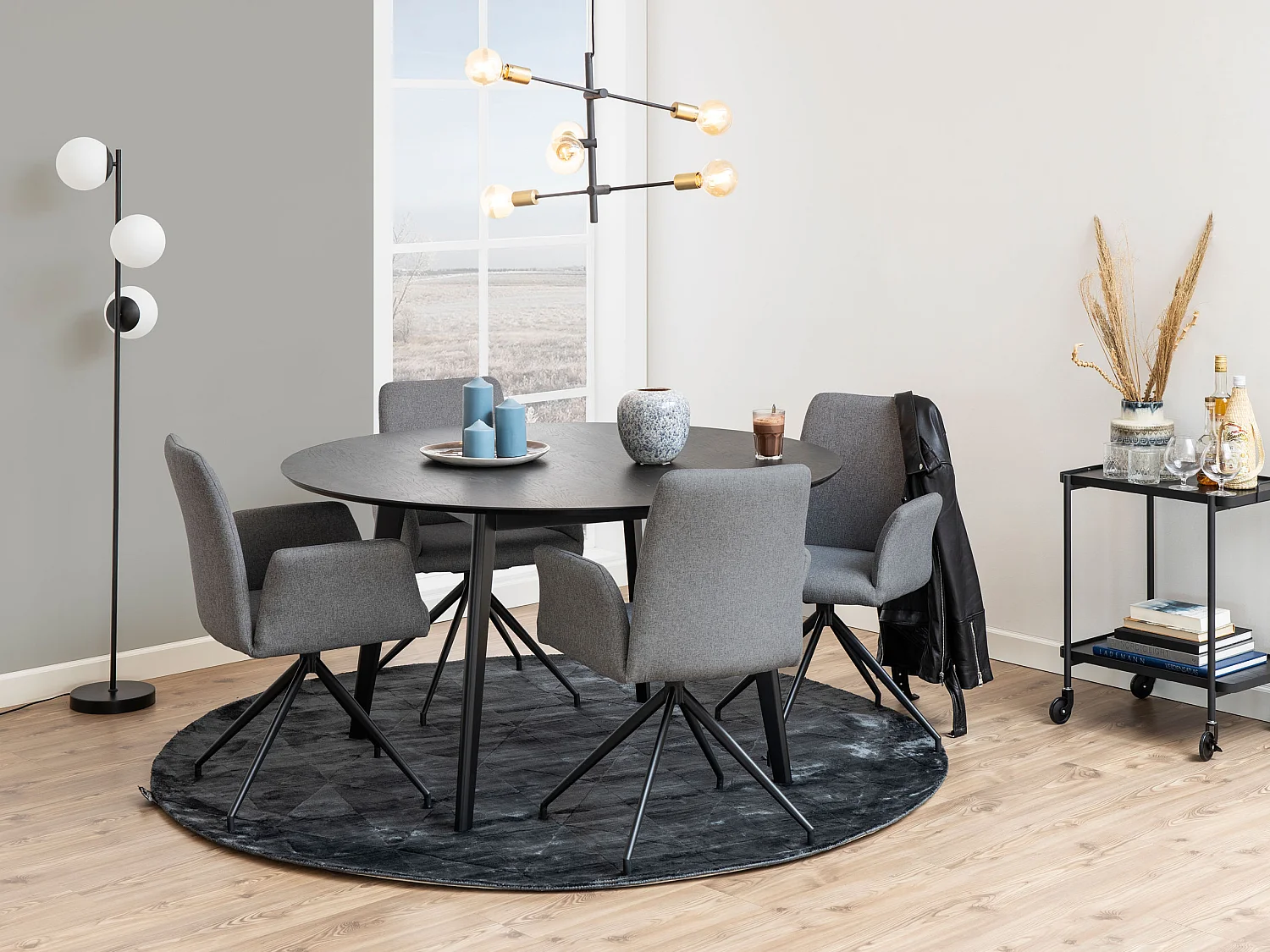 Stół okrągły Lumo 140 cm – styl skandynawski, kolor czarny matowy