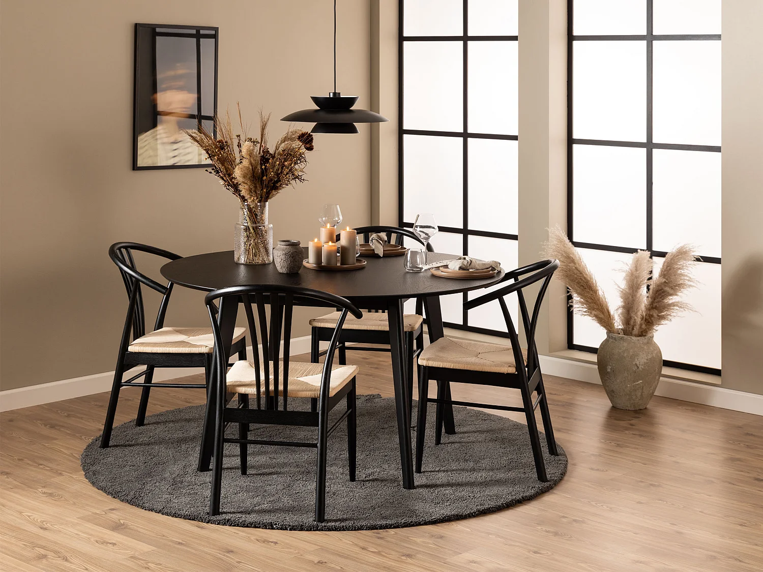 Stół okrągły Lumo 140 cm – styl skandynawski, kolor czarny matowy