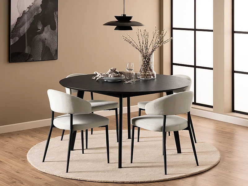 Stół okrągły Lumo 140 cm – styl skandynawski, kolor czarny matowy