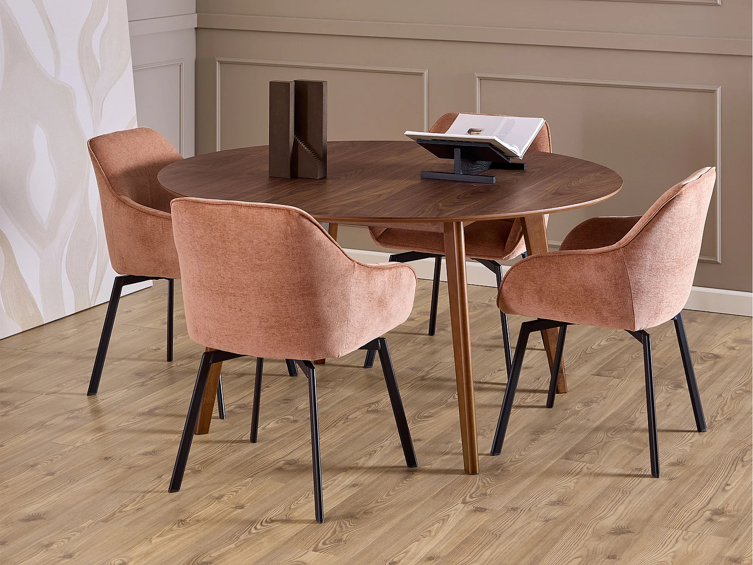 Stół okrągły Lumo 140 cm – styl skandynawski - orzech