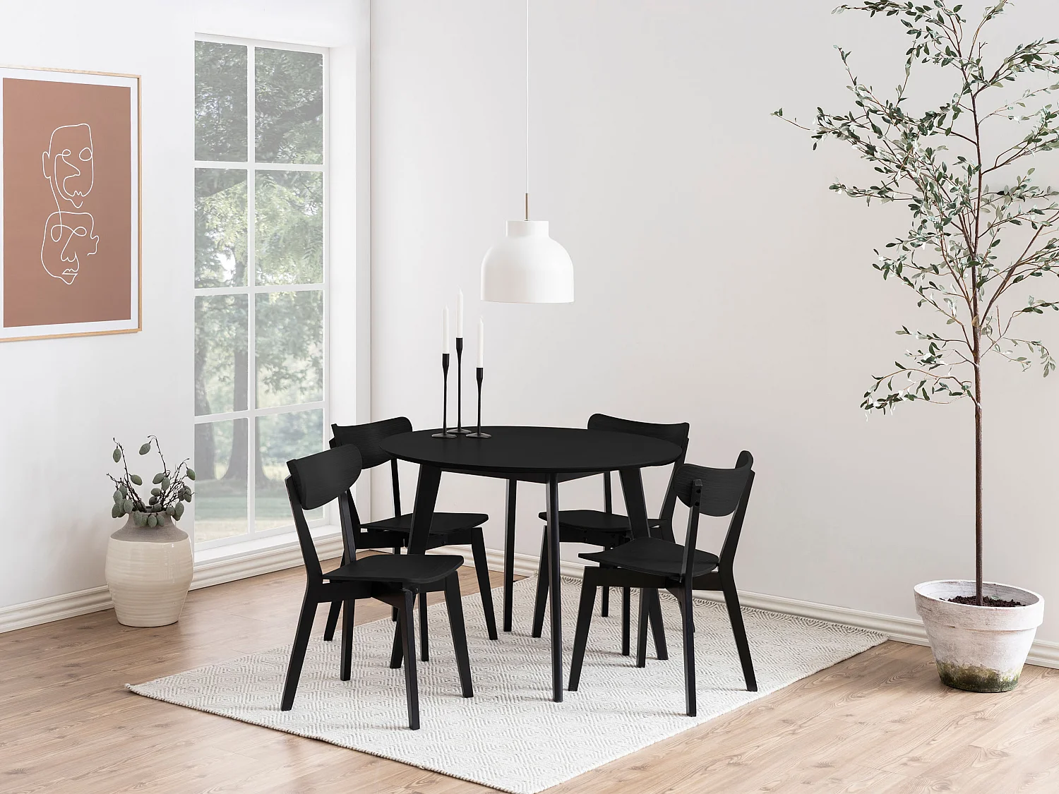 Table ronde 105 cm Lumo, couleur noire