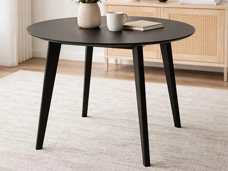 Table ronde 105 cm Lumo, couleur noire