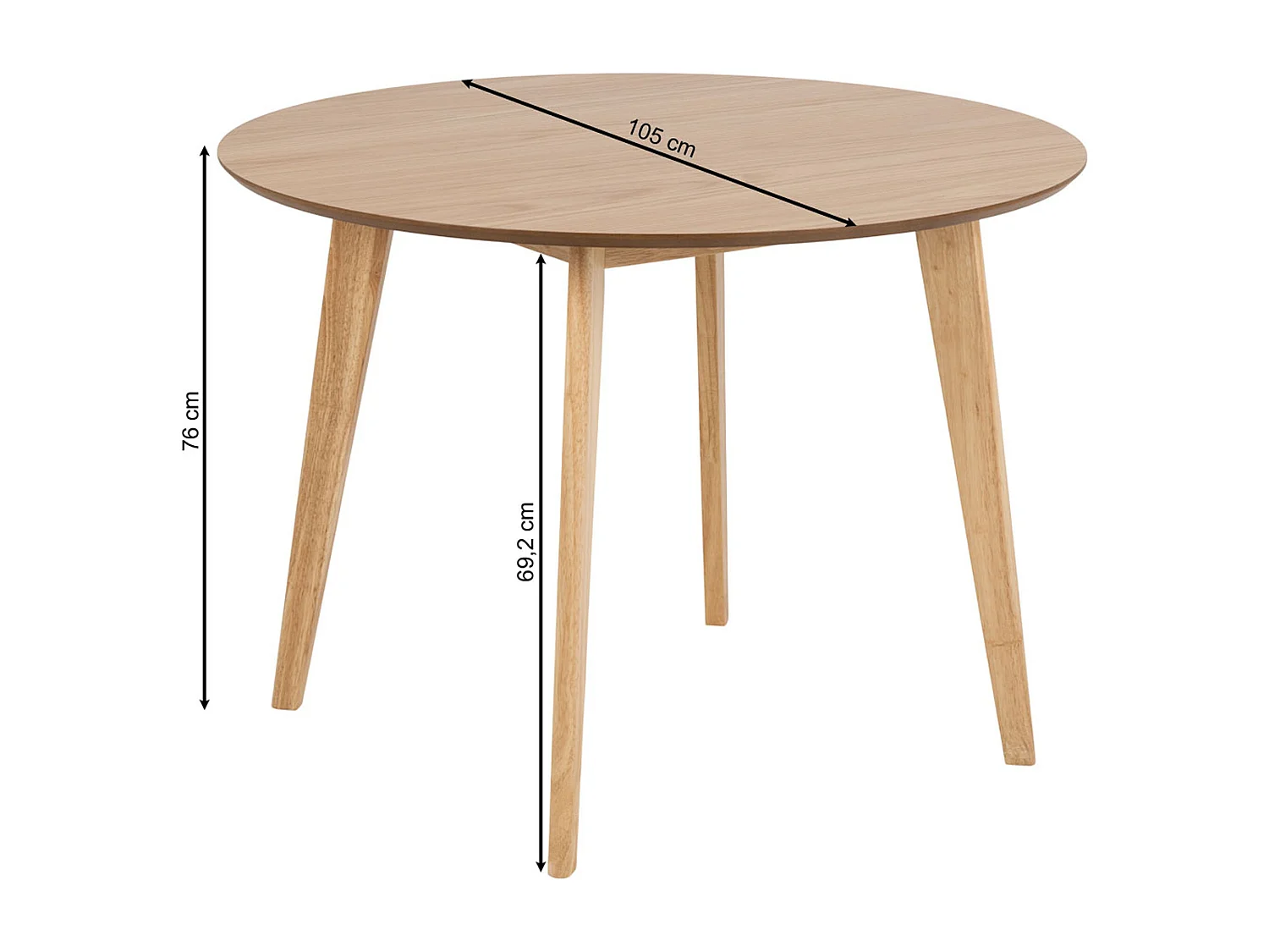 Stół okrągły 105 cm Lumo, kolor orzech włoski lakierowany