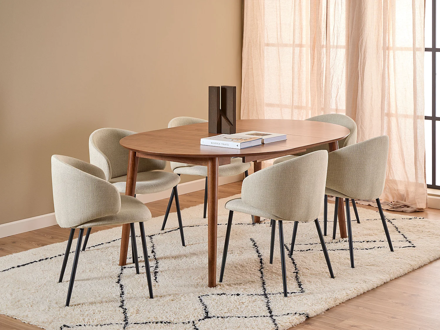 Stół okrągły rozkładany 115-154 cm Firenze, kolor orzech włoski lakierowany