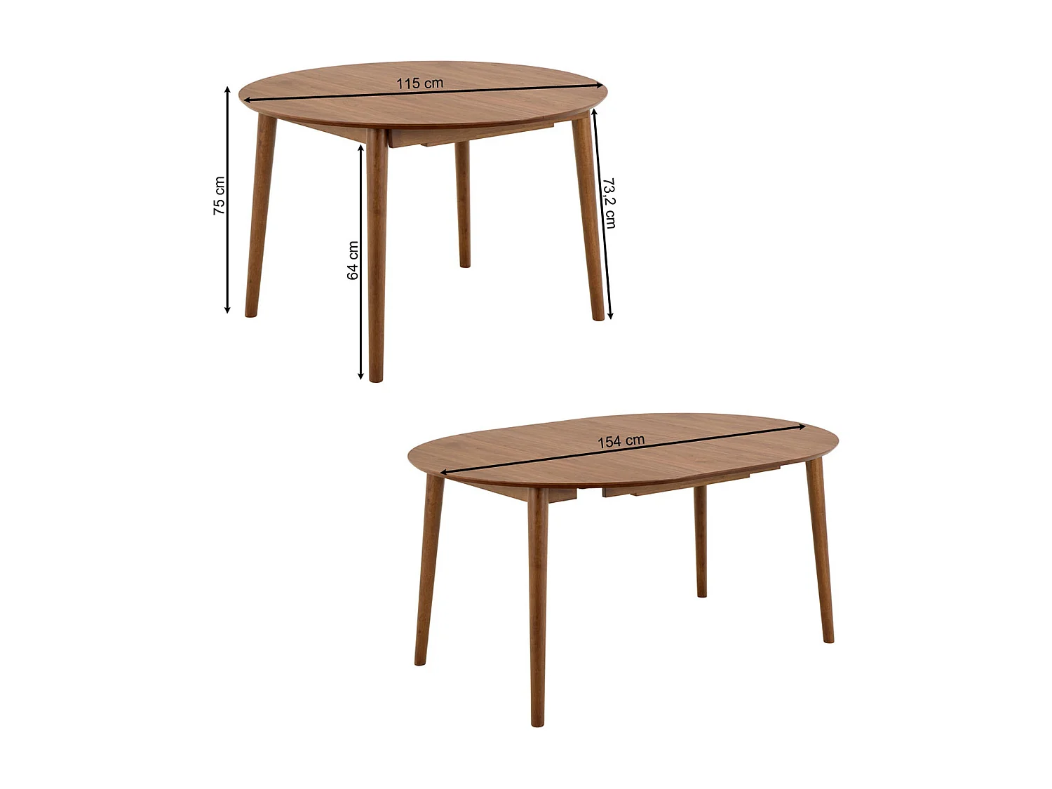 Stół okrągły rozkładany 115-154 cm Firenze, kolor orzech włoski lakierowany