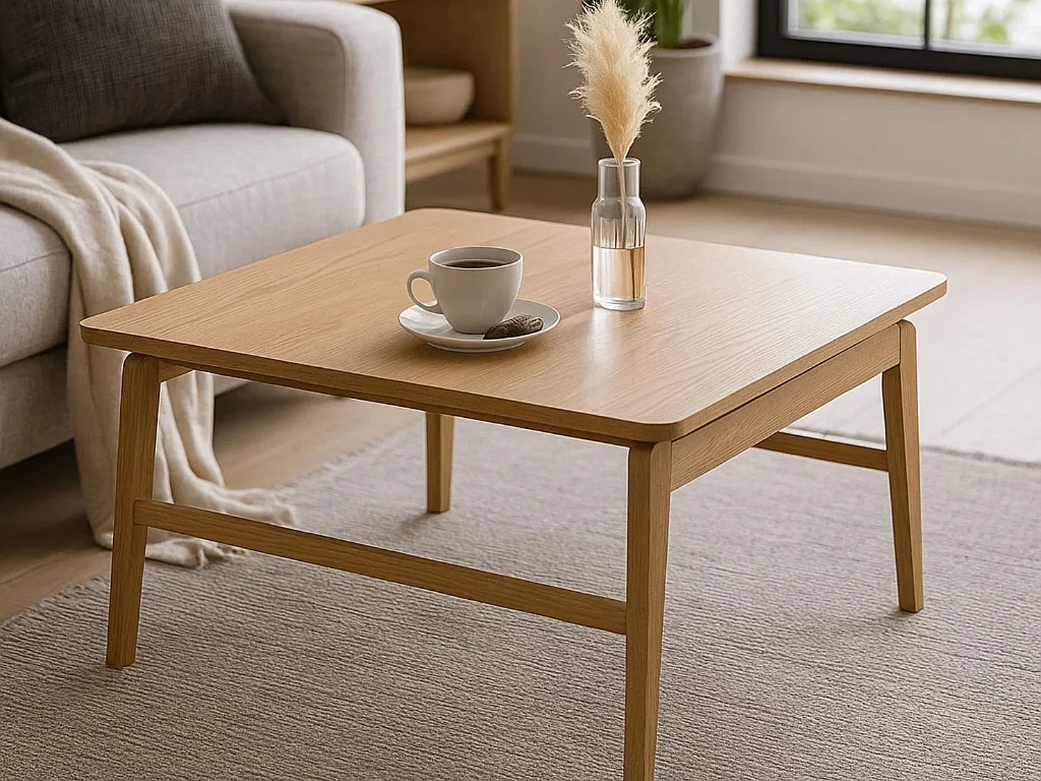 Ława Lokka wood 80x80 cm, kolor Oak lacquered