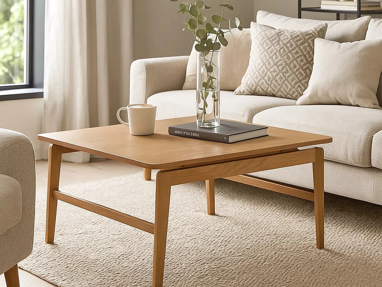 Ława Lokka wood 80x80 cm, kolor Oak lacquered