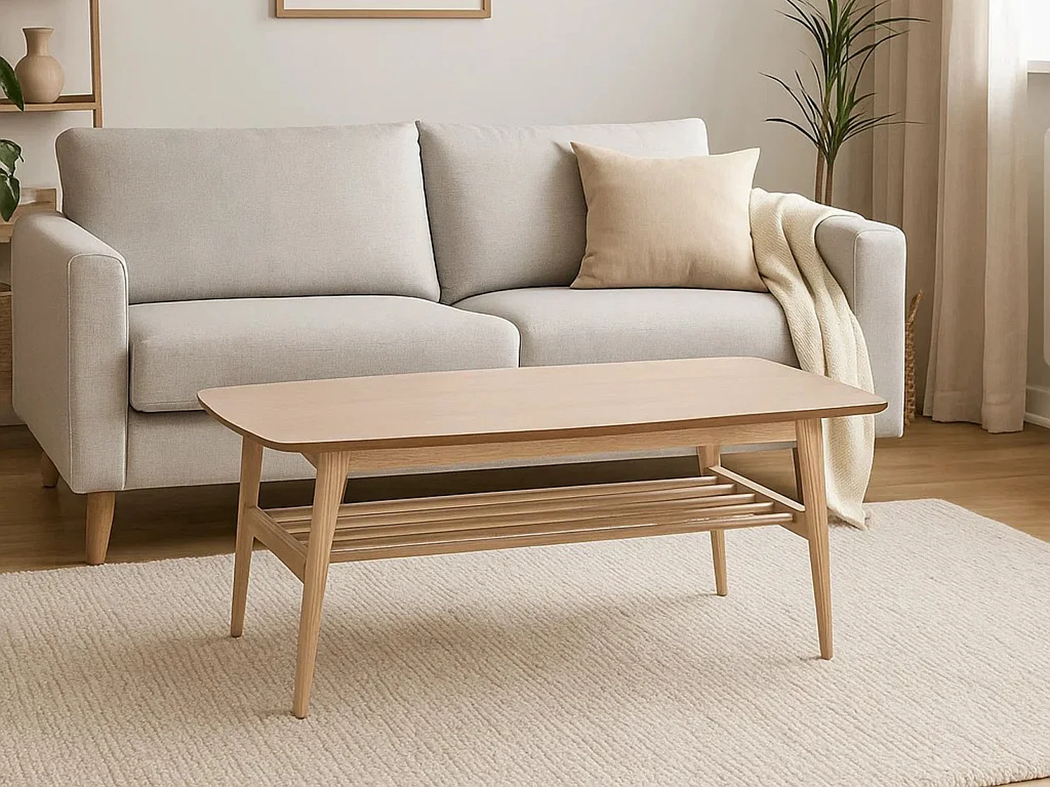 Ława Arco wood 120 cm z półką, kolor dębowy bielony olejowany