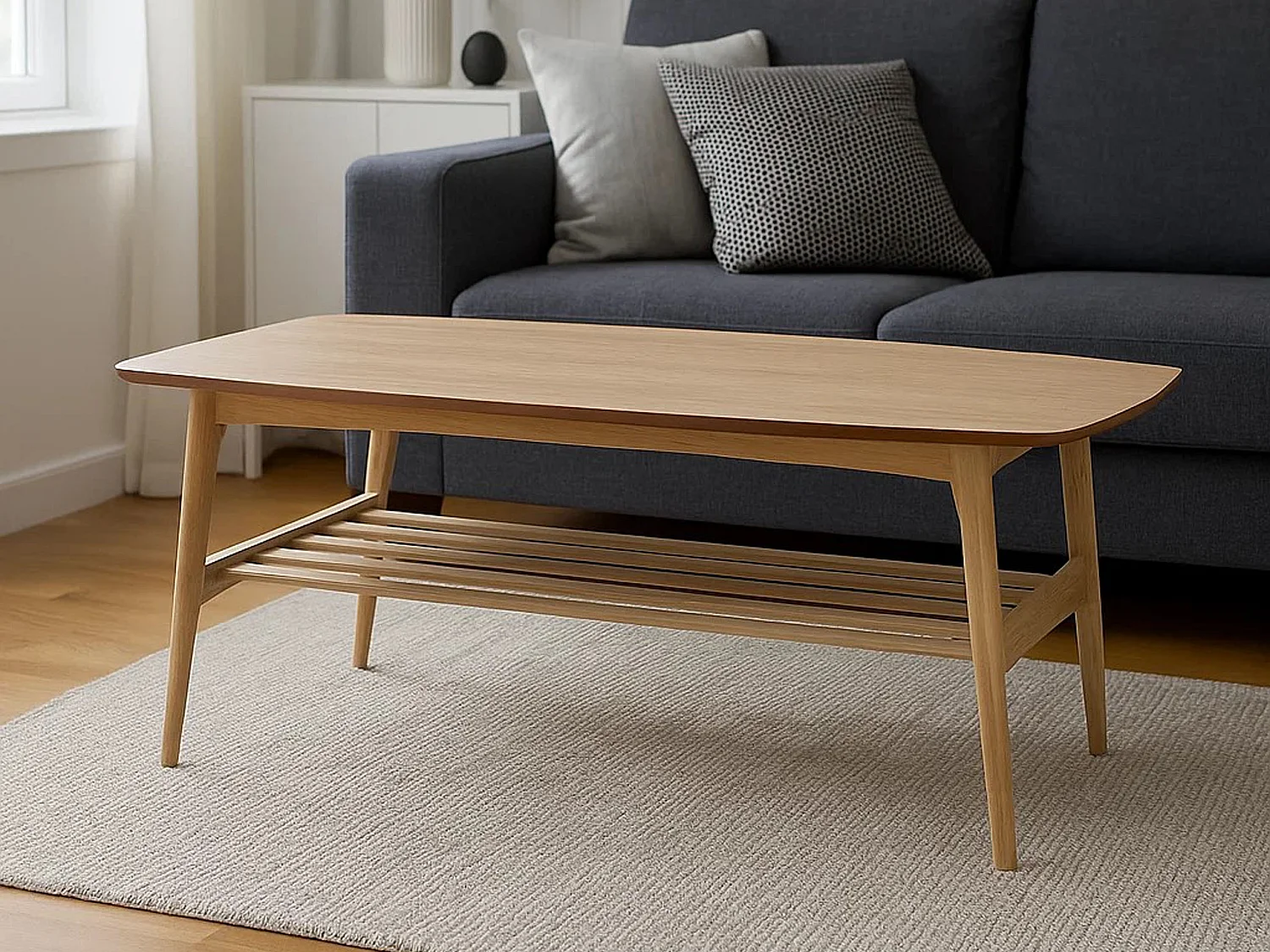 Ława Arco wood 120 cm z półką, kolor dębowy bielony olejowany