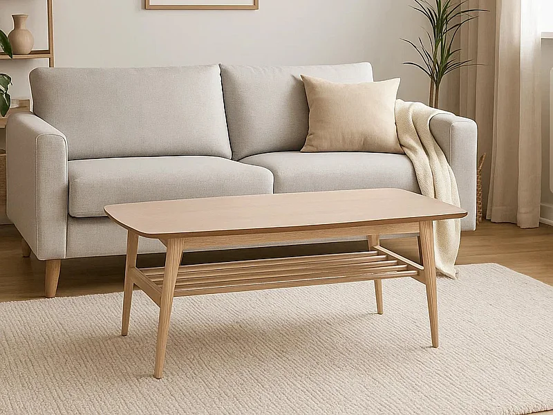 Ława Arco wood 120 cm z półką, kolor dębowy bielony olejowany