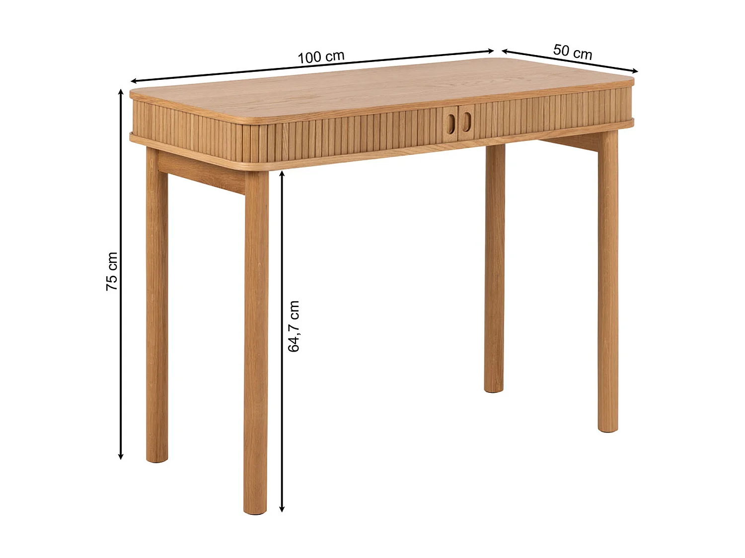 Biurko Ligna 100 cm z półką lamelowe, kolor Oak lacquered