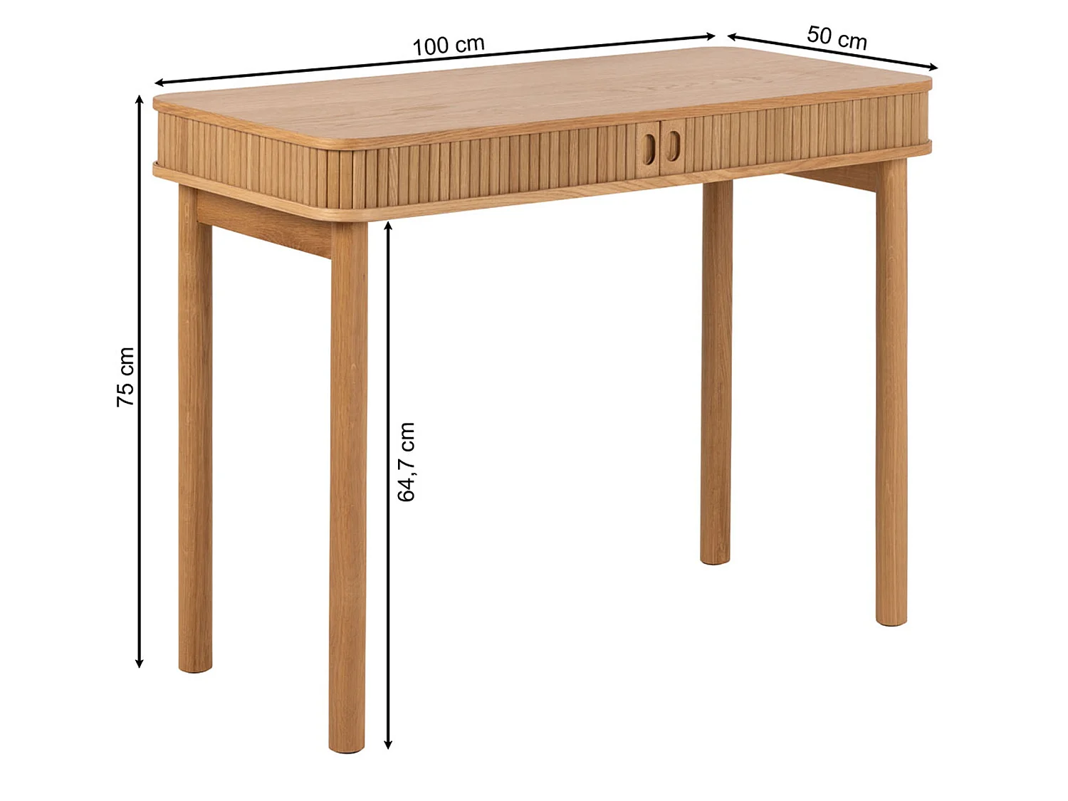 Bureau Ligna 100 cm avec étagère à lamelles, couleur Oak lacquered
