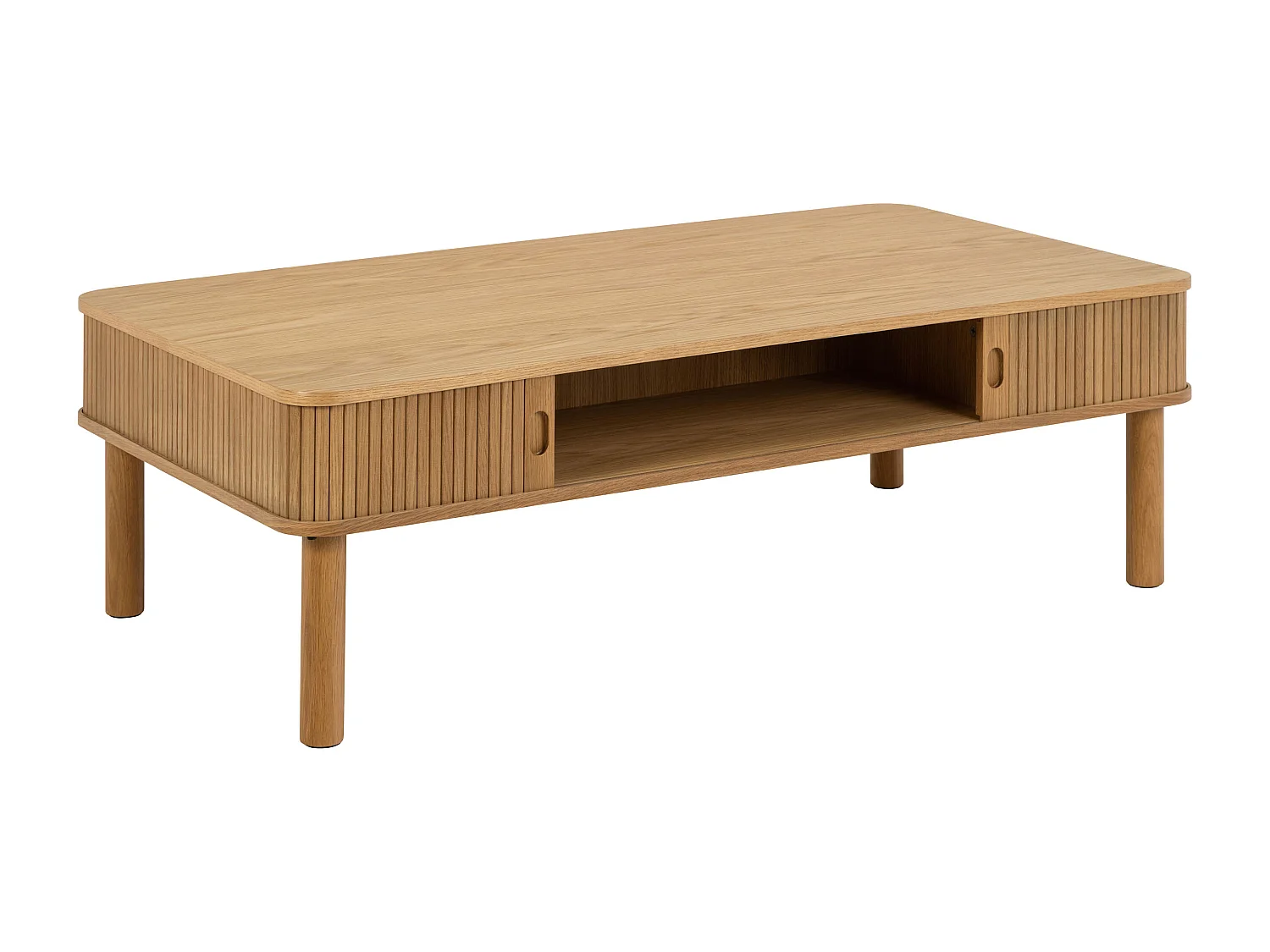 Ława Ligna 130 cm lamelowa z półką, kolor Oak lacquered