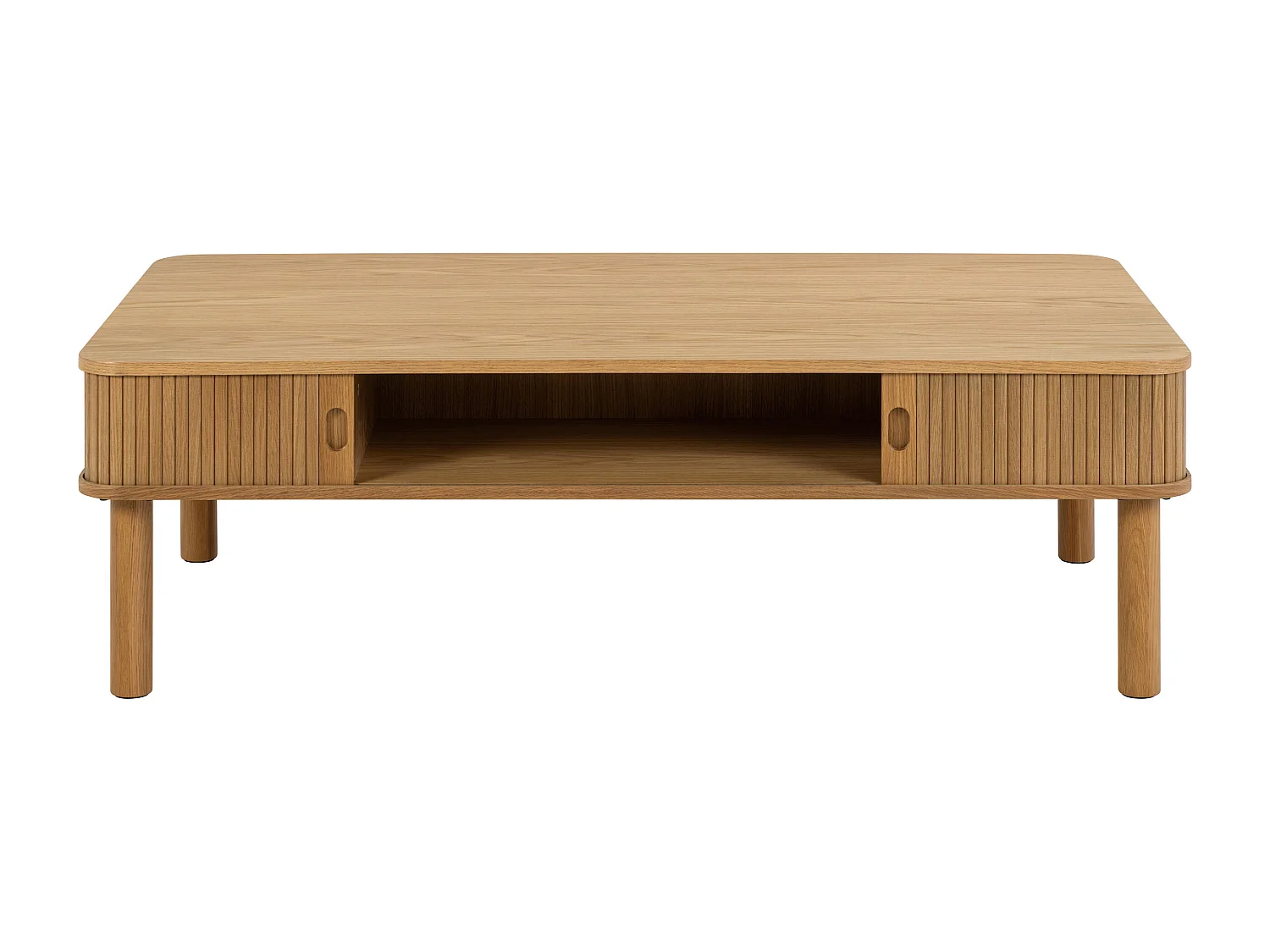 Ława Ligna 130 cm lamelowa z półką, kolor Oak lacquered