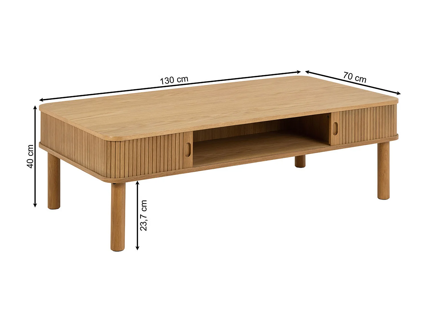 Ława Ligna 130 cm lamelowa z półką, kolor Oak lacquered