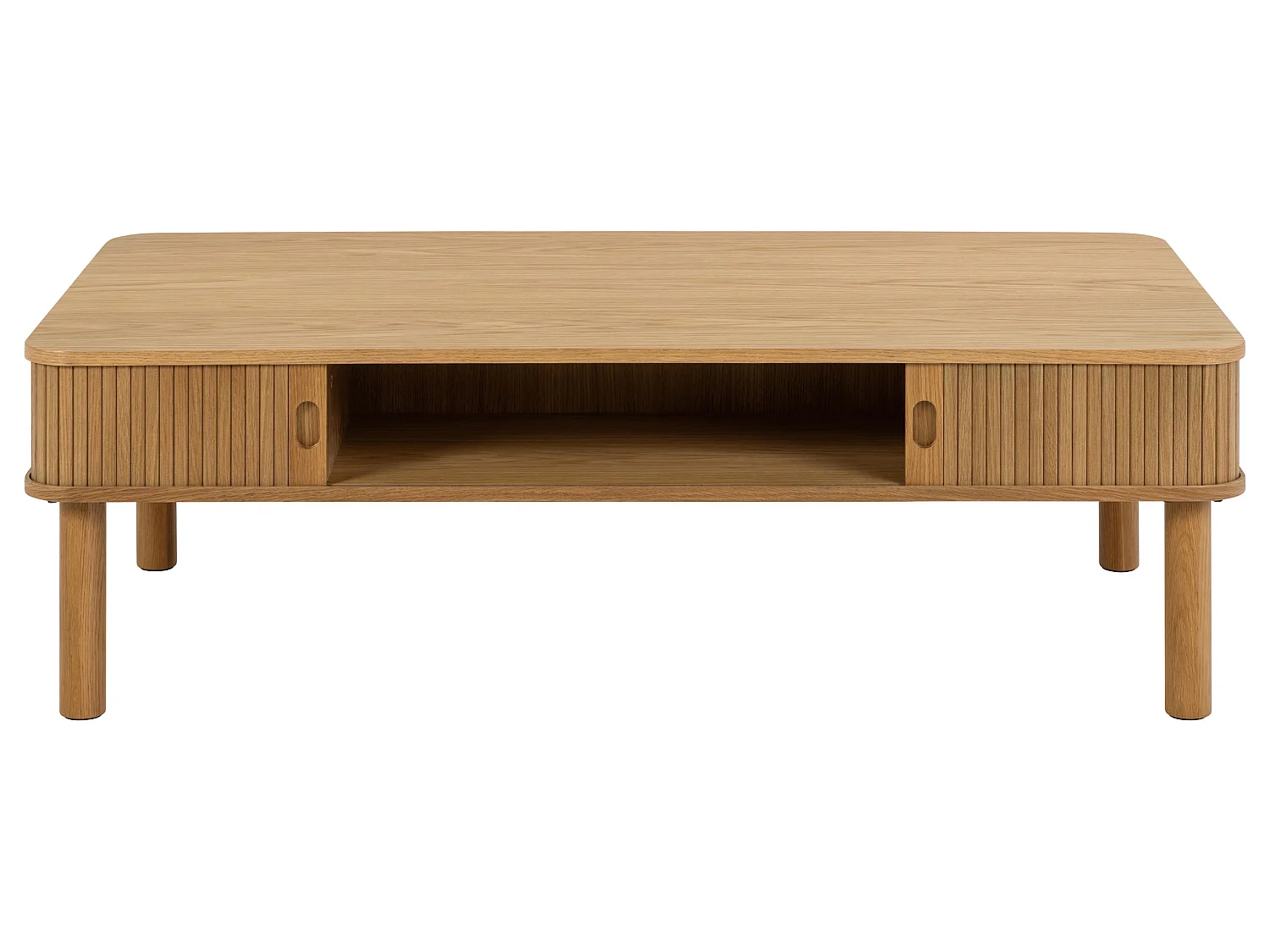 Banc Ligna 130 cm à lattes avec étagère, couleur Oak lacquered
