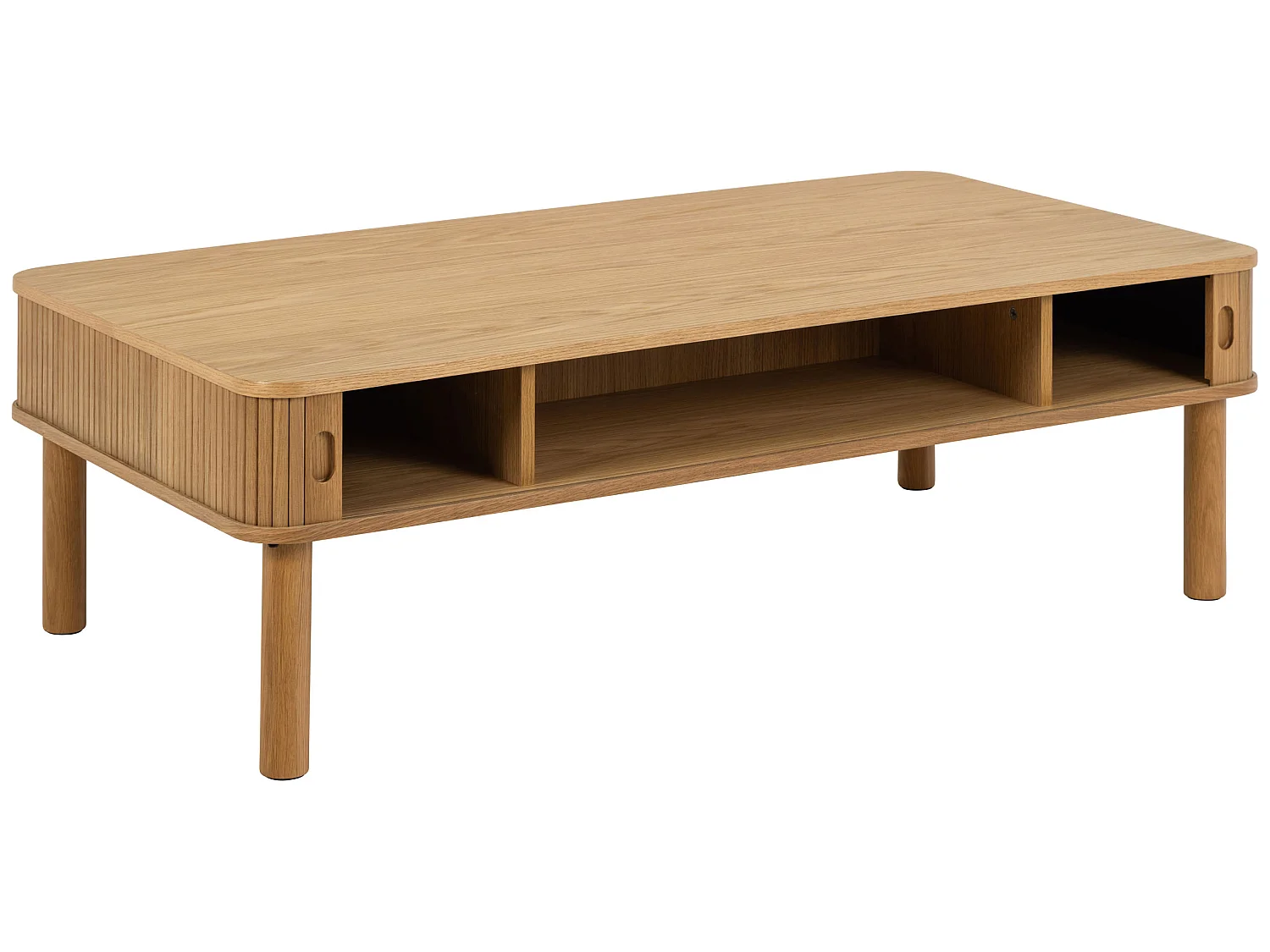 Banc Ligna 130 cm à lattes avec étagère, couleur Oak lacquered