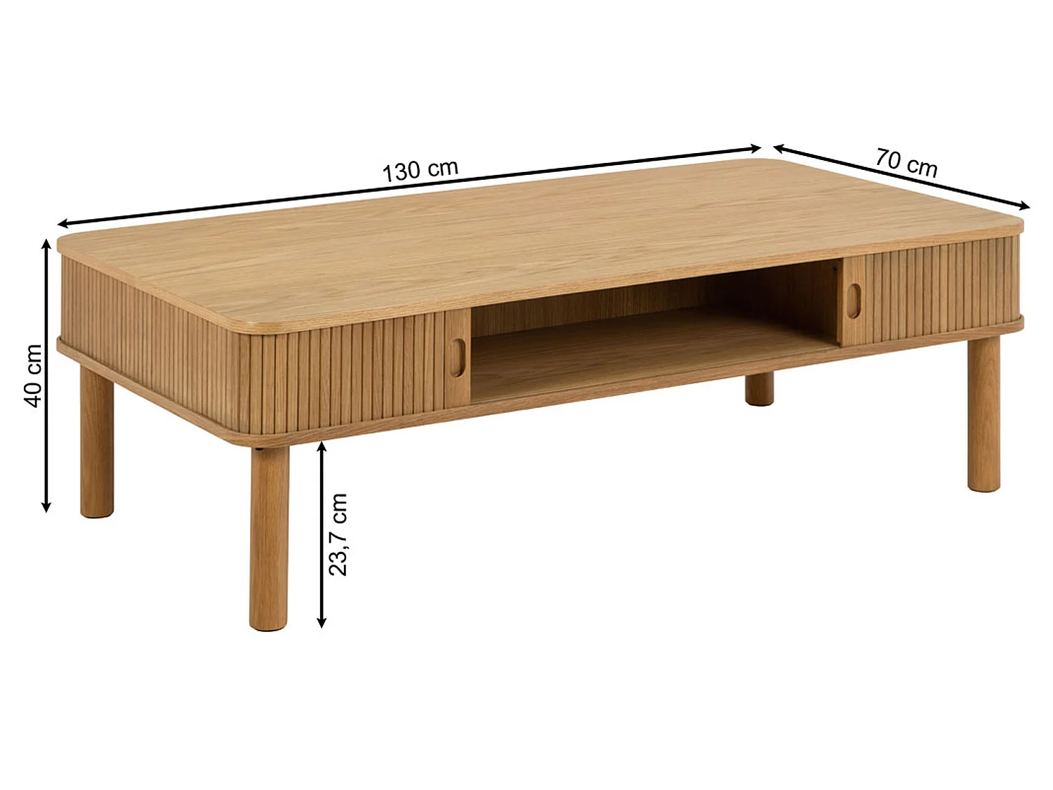Banc Ligna 130 cm à lattes avec étagère, couleur Oak lacquered