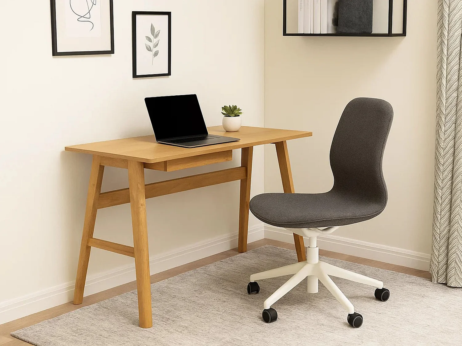 Bureau Vigo 120 cm avec tiroir, couleur Oak lacquered
