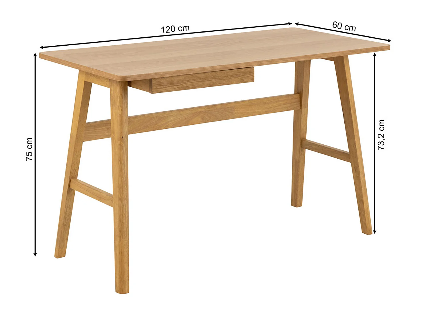 Bureau Vigo 120 cm avec tiroir, couleur Oak lacquered
