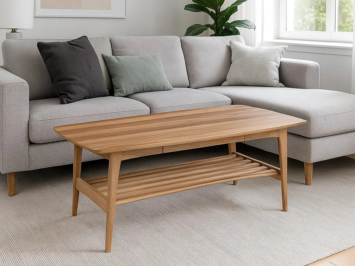 Ława Freja wood 130 cm z półką i szufladą, kolor dębowy olejowany