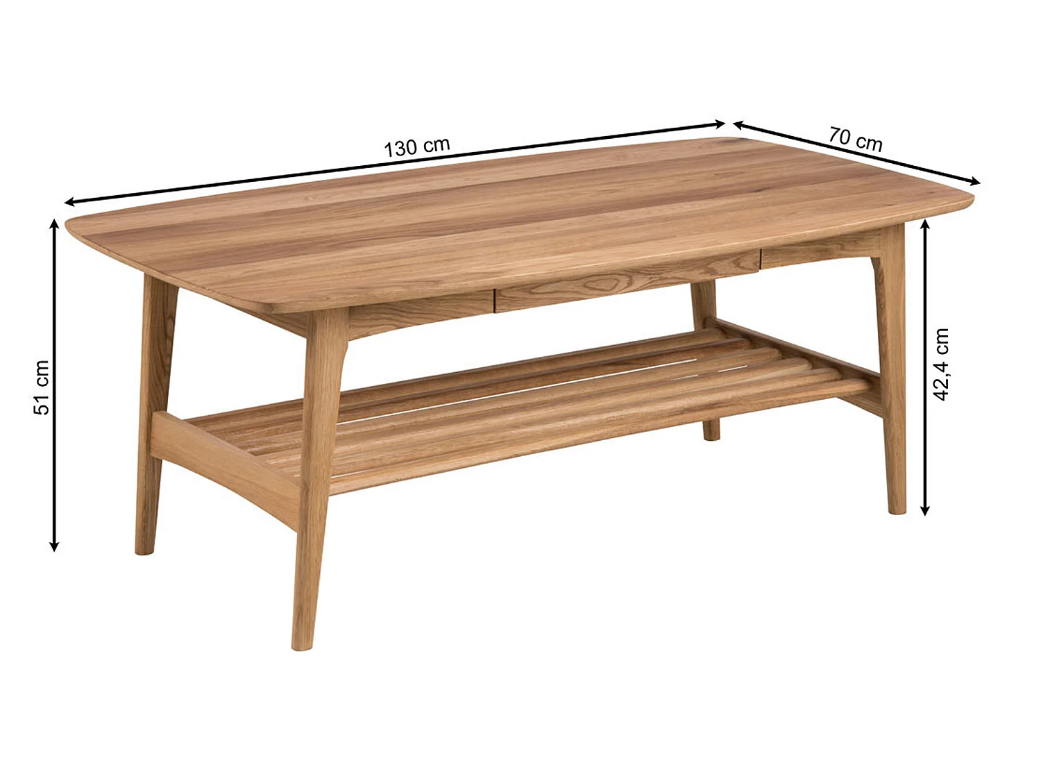 Banc Freja en bois 130 cm avec étagère et tiroir, couleur chêne huilé