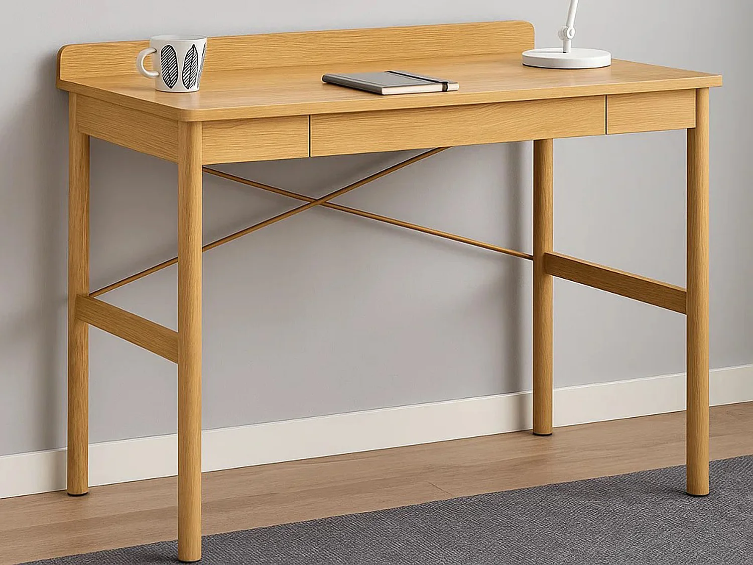 Bureau Focus 110 cm avec tiroir, couleur Oak lacquered