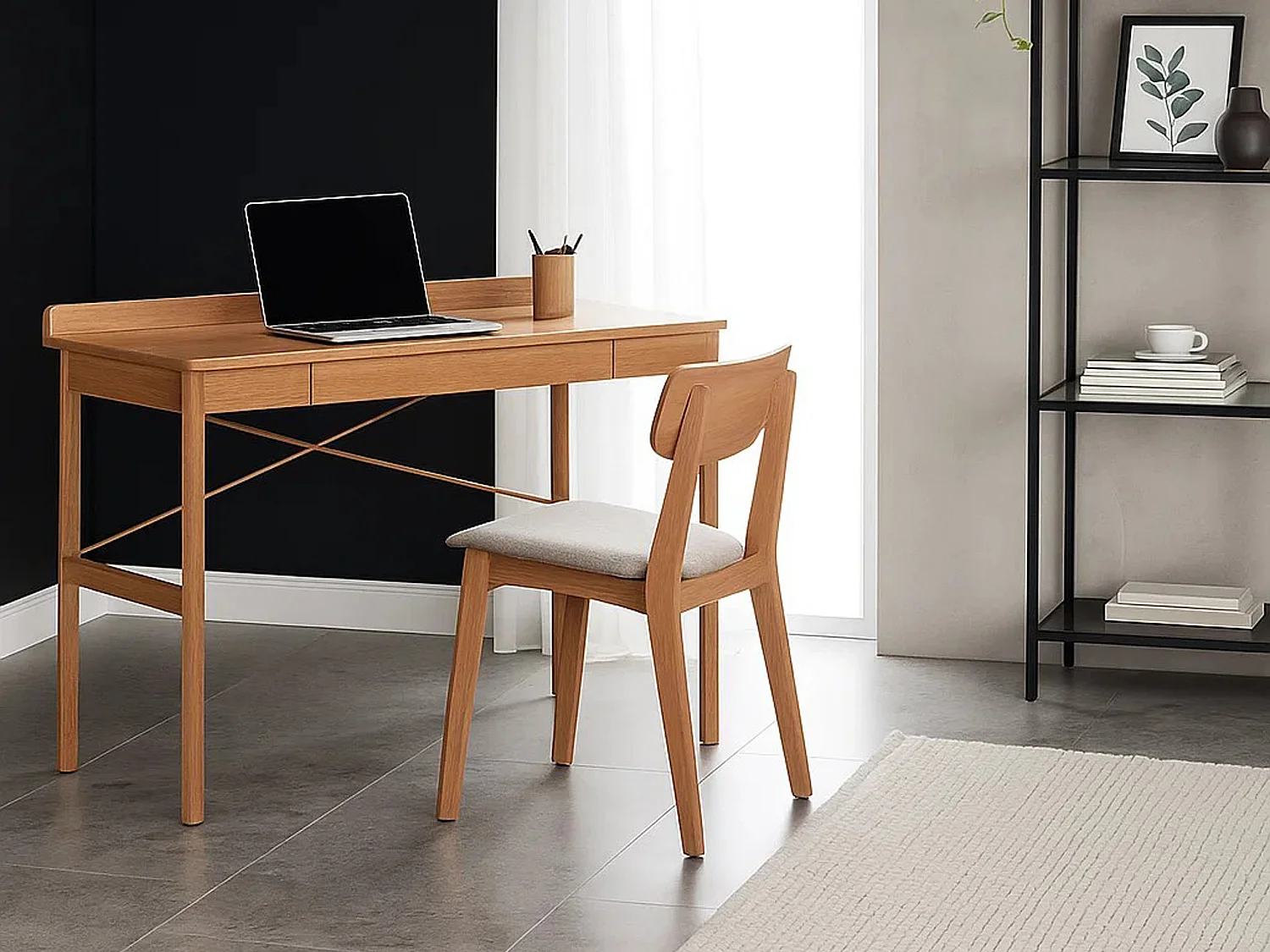 Bureau Focus 110 cm avec tiroir, couleur Oak lacquered