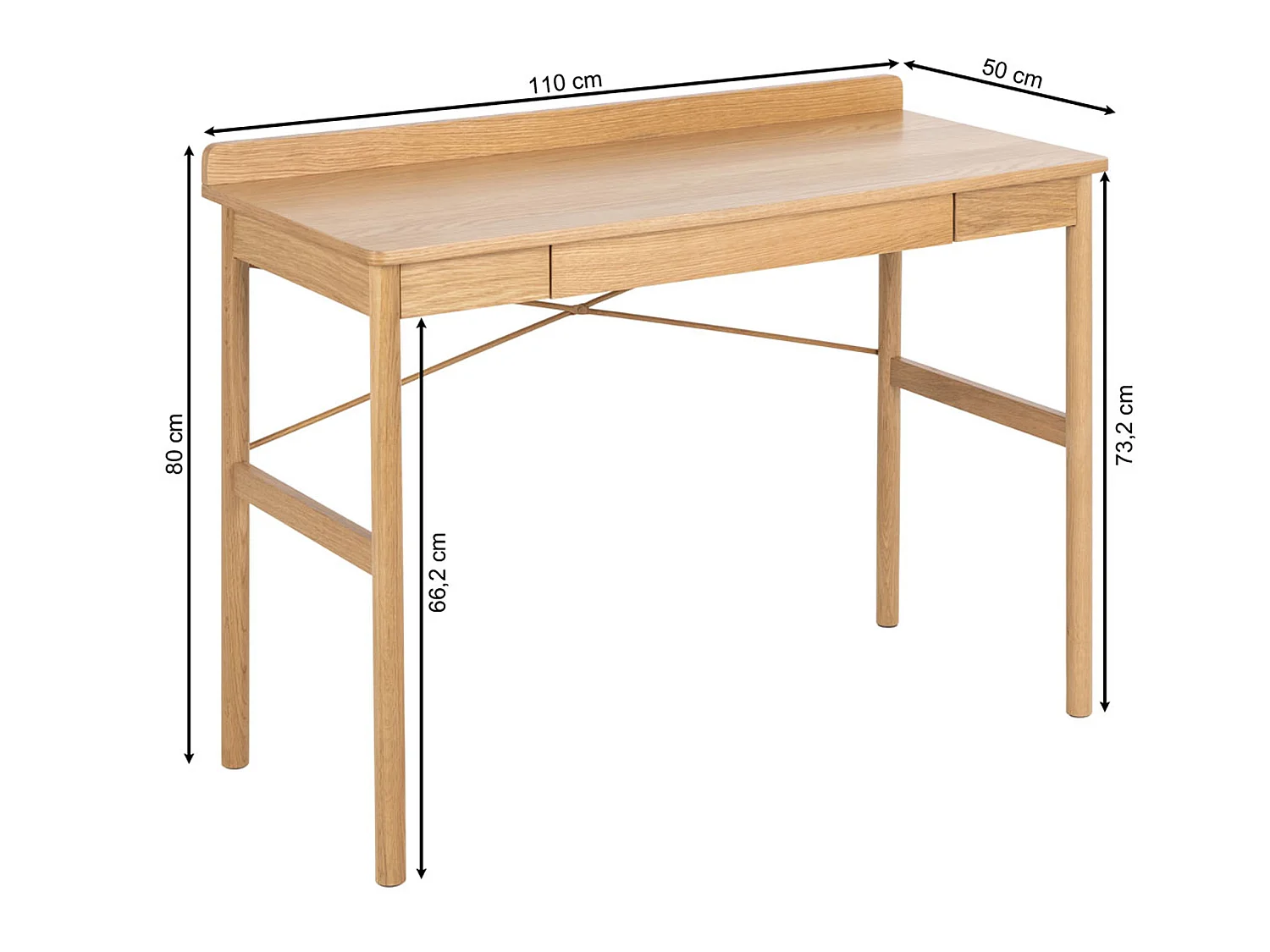 Bureau Focus 110 cm avec tiroir, couleur Oak lacquered