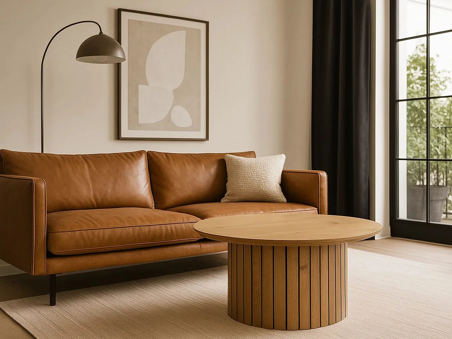 Ława okrągła 80 cm Orbis lamele, Dąb dziki