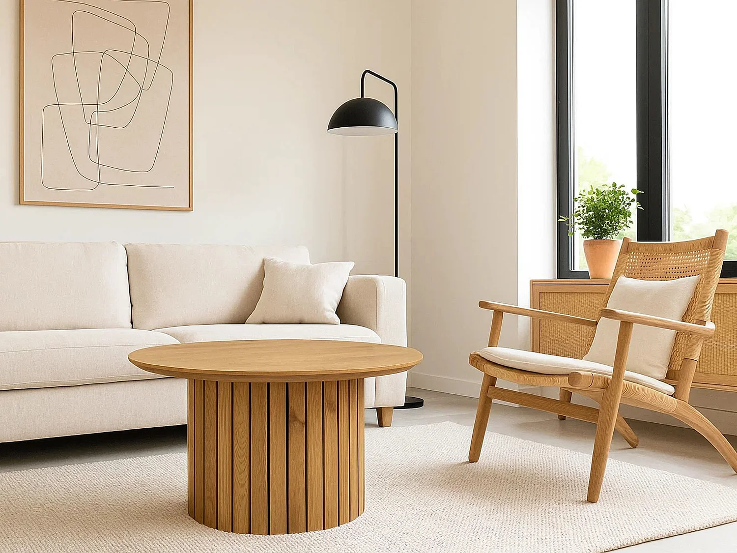 Ława okrągła 80 cm Orbis lamele, Dąb dziki