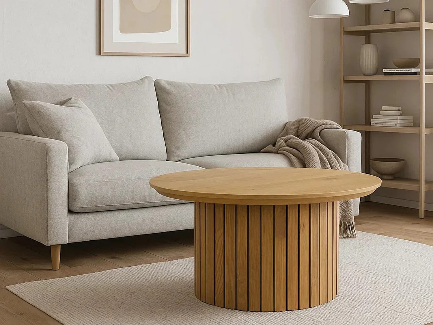 Ława okrągła 80 cm Orbis lamele, Dąb dziki