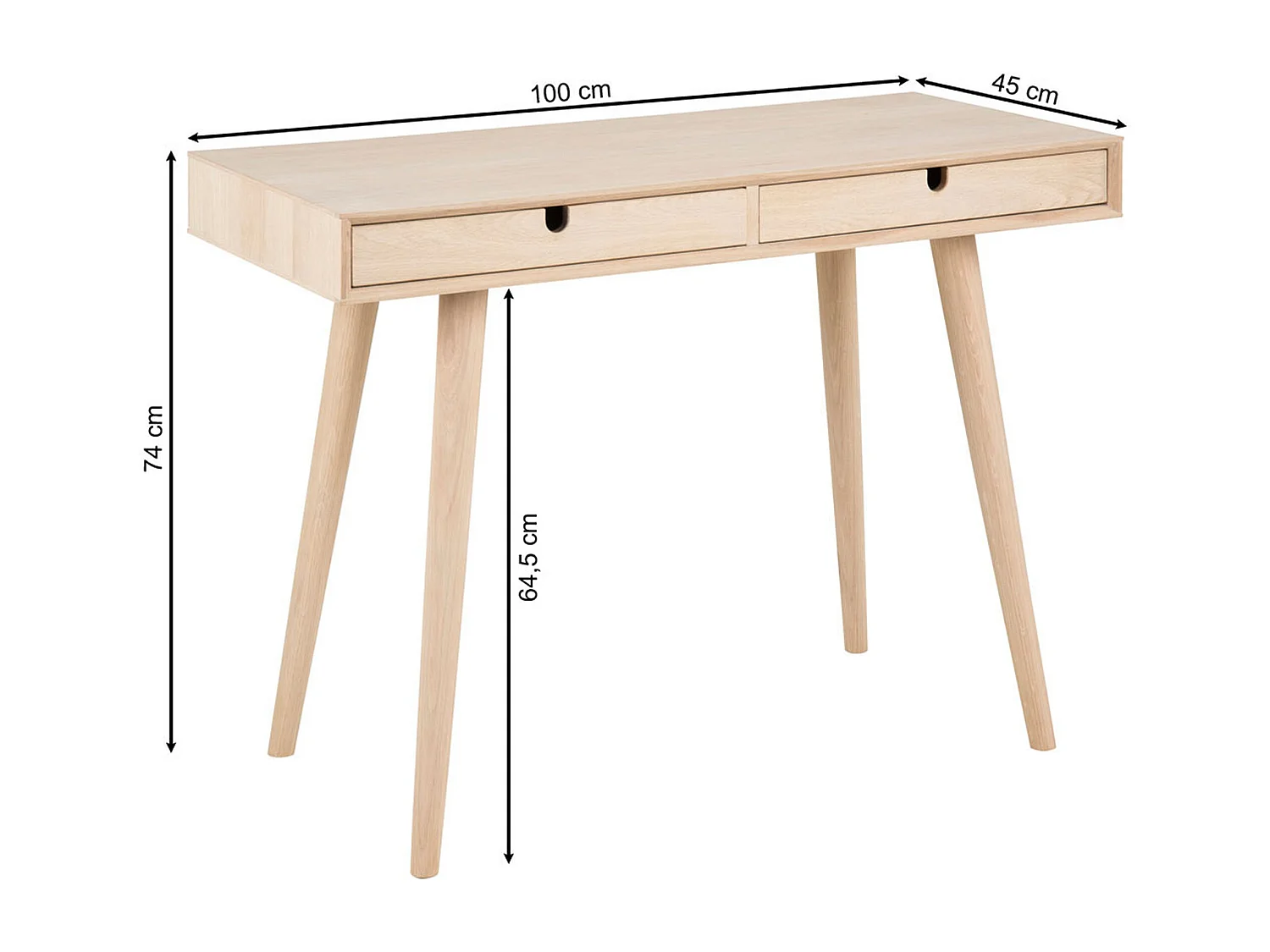Biurko Bergen 100 cm z szufladami, kolor dębowy bielony olejowany