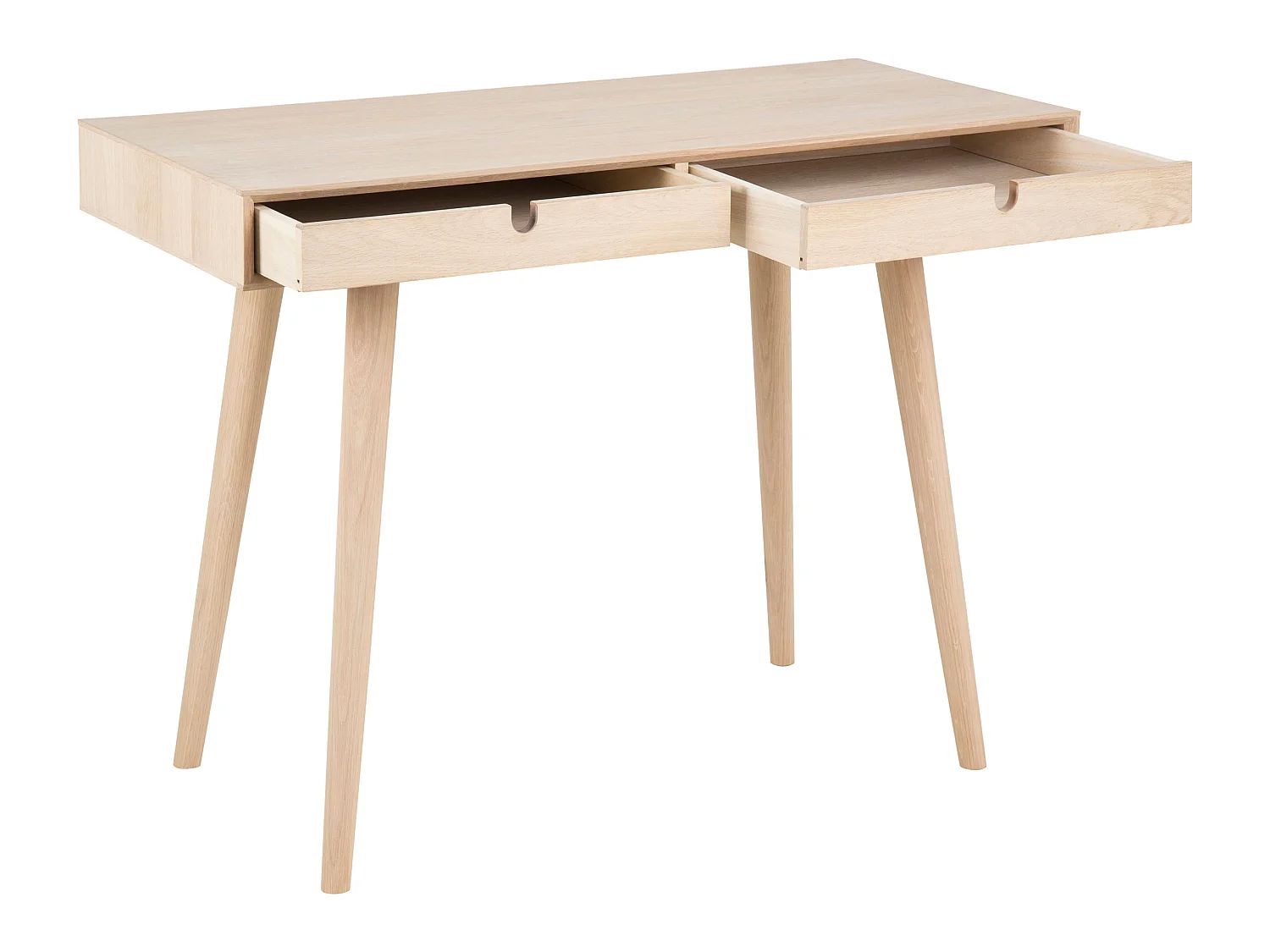 Bureau Bergen 100 cm avec tiroirs, couleur chêne blanchi huilé