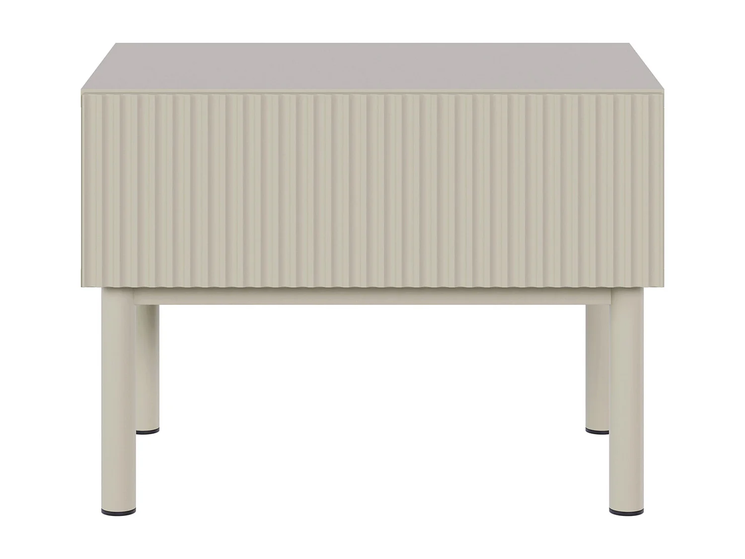 Table de chevet avec façade à rainures et tiroir – 50 cm – greige – Veldio New