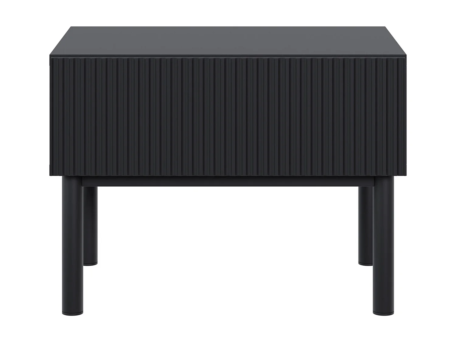 Comodino con frontale a doghe e cassetto – Nero – 50 cm – VELDIO NEW