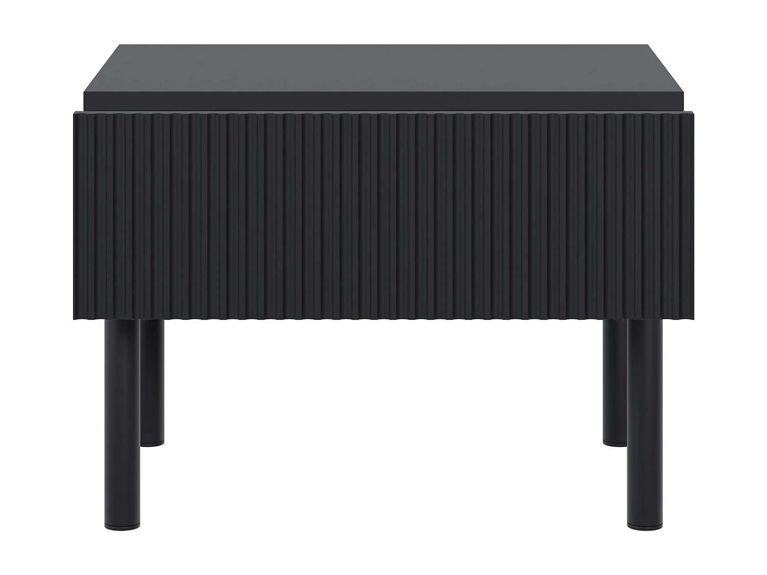 Comodino con frontale a doghe e cassetto – Nero – 50 cm – VELDIO NEW