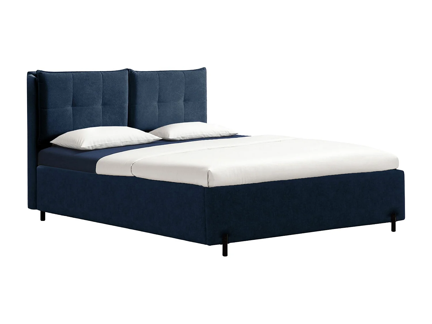 Polsterbett 180x200 mit klappbaren Rückenkissen – wasserfeste Chenille und Stauraum – Nachtblau – BELLEO