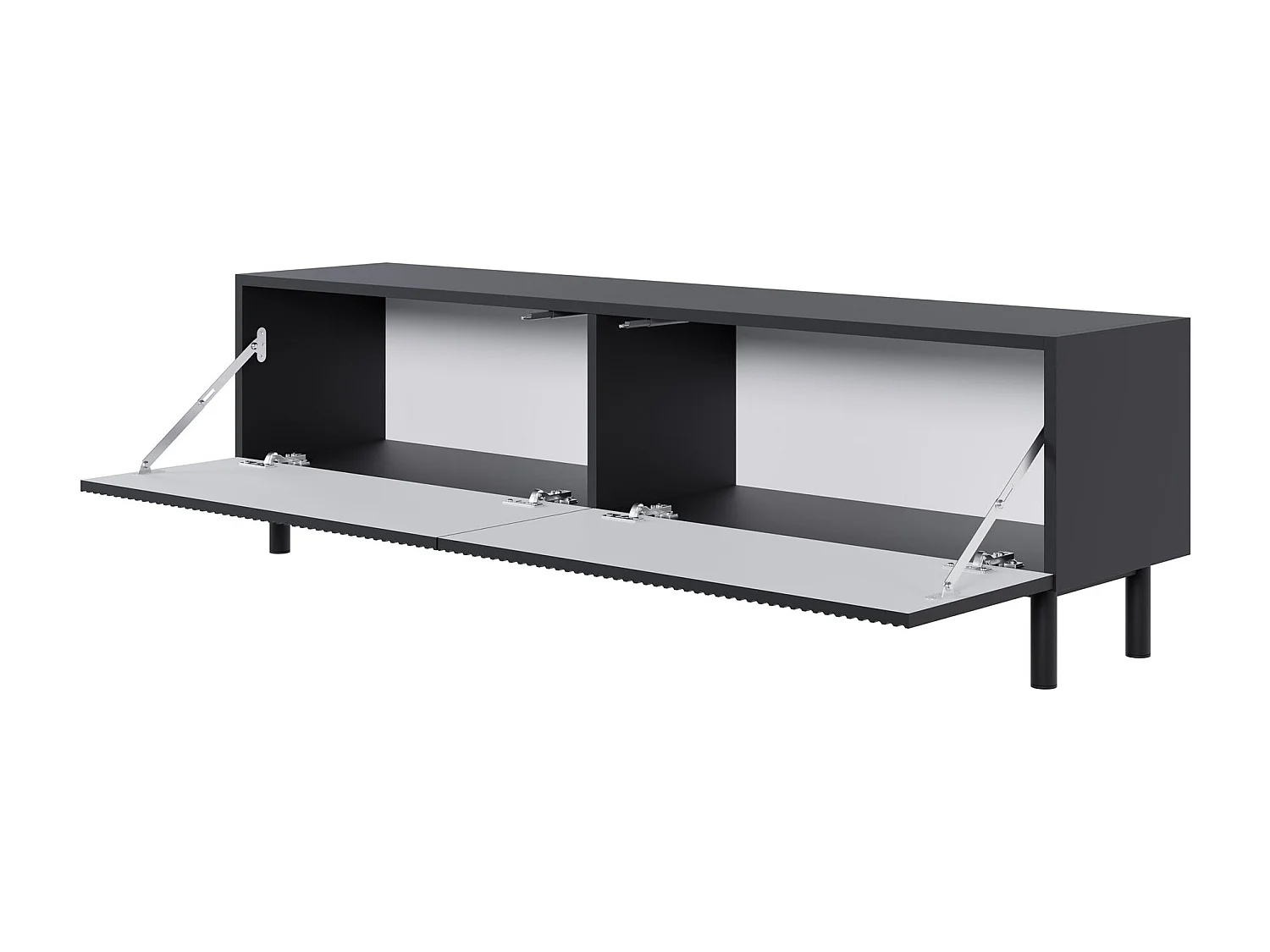 Meuble TV avec façade à rainures – 140 cm – noir – Veldio New