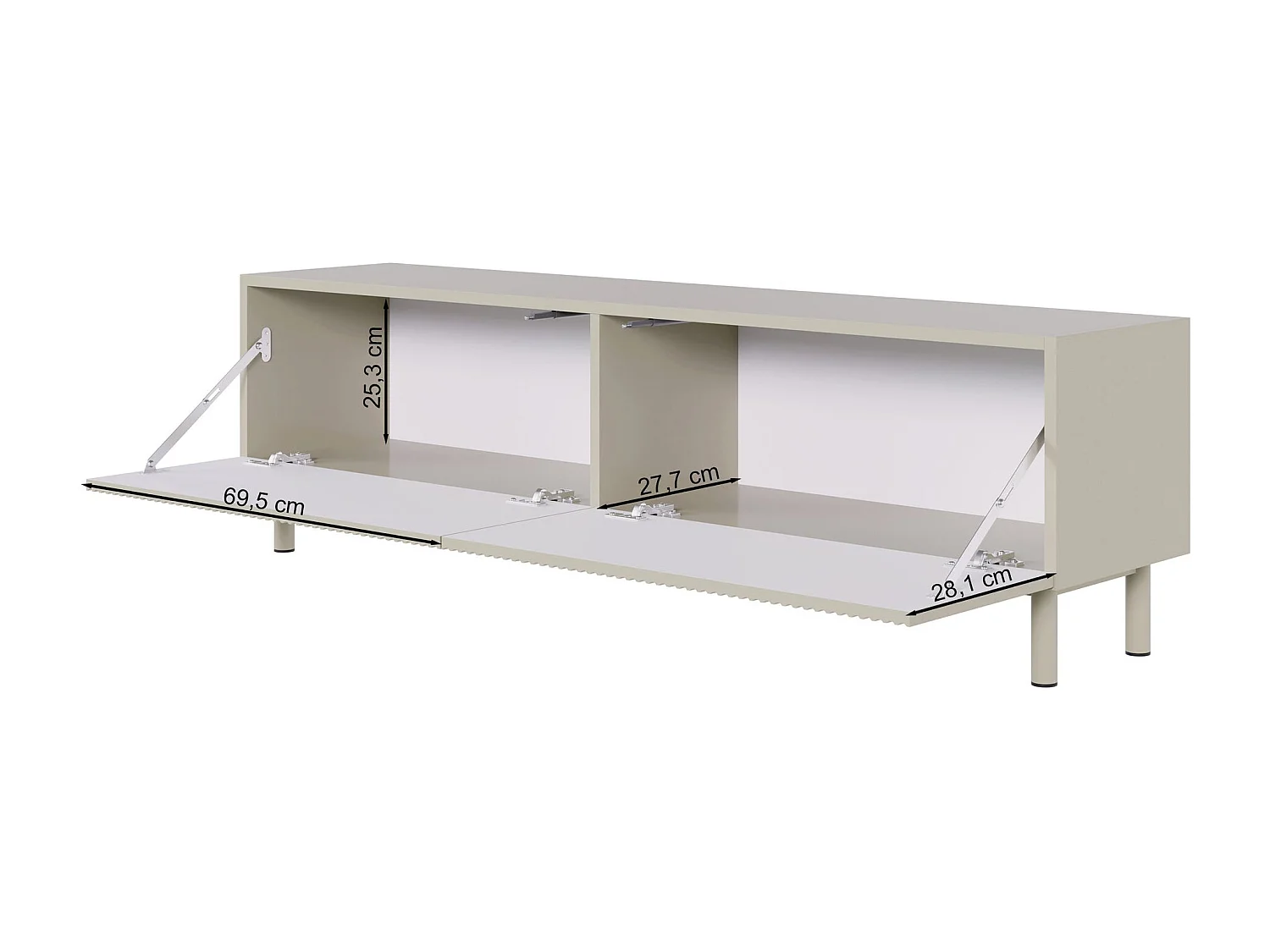 Meuble TV avec façade à rainures – 140 cm – noir – Veldio New